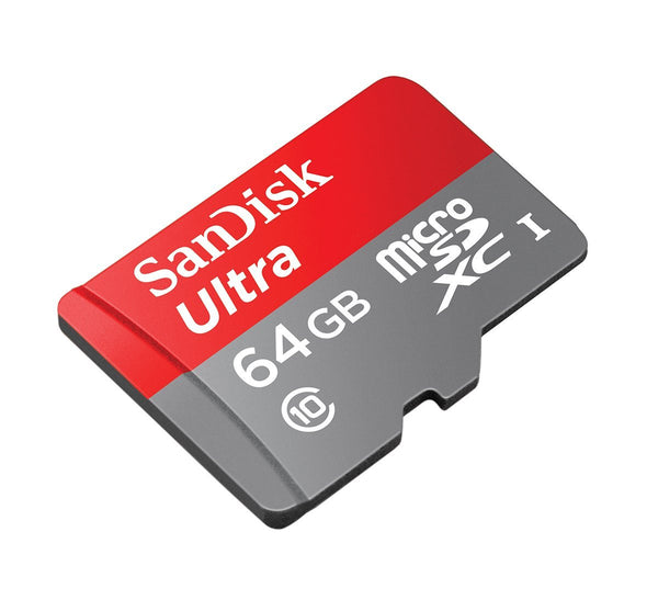 SanDisk Ultra 64GB microSDXC UHS-I Card with Adapter, Grey/Red, Standard Packaging (SDSQUNC-064G-GN6MA)