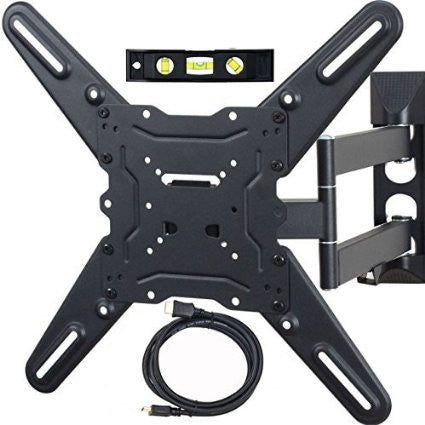 VideoSecu ML531BE TV Wall Mount for most 22"-55" LED LCD Plasma Flat Screen Monitor up to 88 lb VESA 400x400 with Full Motion Swivel Articulating 20 in Extension Arm, HDMI Cable & Bubble Level WP5