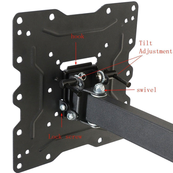 VideoSecu ML531BE TV Wall Mount for most 22"-55" LED LCD Plasma Flat Screen Monitor up to 88 lb VESA 400x400 with Full Motion Swivel Articulating 20 in Extension Arm, HDMI Cable & Bubble Level WP5