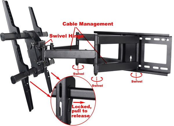 VideoSecu ML531BE TV Wall Mount for most 22"-55" LED LCD Plasma Flat Screen Monitor up to 88 lb VESA 400x400 with Full Motion Swivel Articulating 20 in Extension Arm, HDMI Cable & Bubble Level WP5