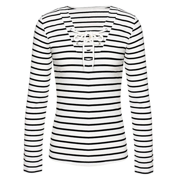 Long Sleeve Tops JUNKE Women Stripe blouse
