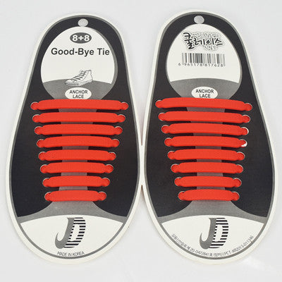 16Pc/Set  Hot Women Lady Men No Tie Silicone Shoelaces Elastic Shoe Laces All Fit Strap Sneaker Waterproof Lazy Laces