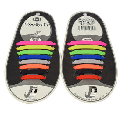 16Pc/Set  Hot Women Lady Men No Tie Silicone Shoelaces Elastic Shoe Laces All Fit Strap Sneaker Waterproof Lazy Laces